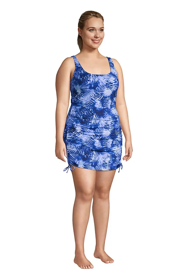 Lands039 End Swimsuits Women Plus Size Chlorine Resistant Adjustable Swim Dress One Piece Swimsuit Adjustable Straps Deep Sea Navy Tie Dye Palm Lands039 End Swimsuits Women Plus Size Chlorine Resistant Adjustable Swim Dress One Piece Swimsuit Adjustable Straps Deep Sea Navy Tie Dye Palm