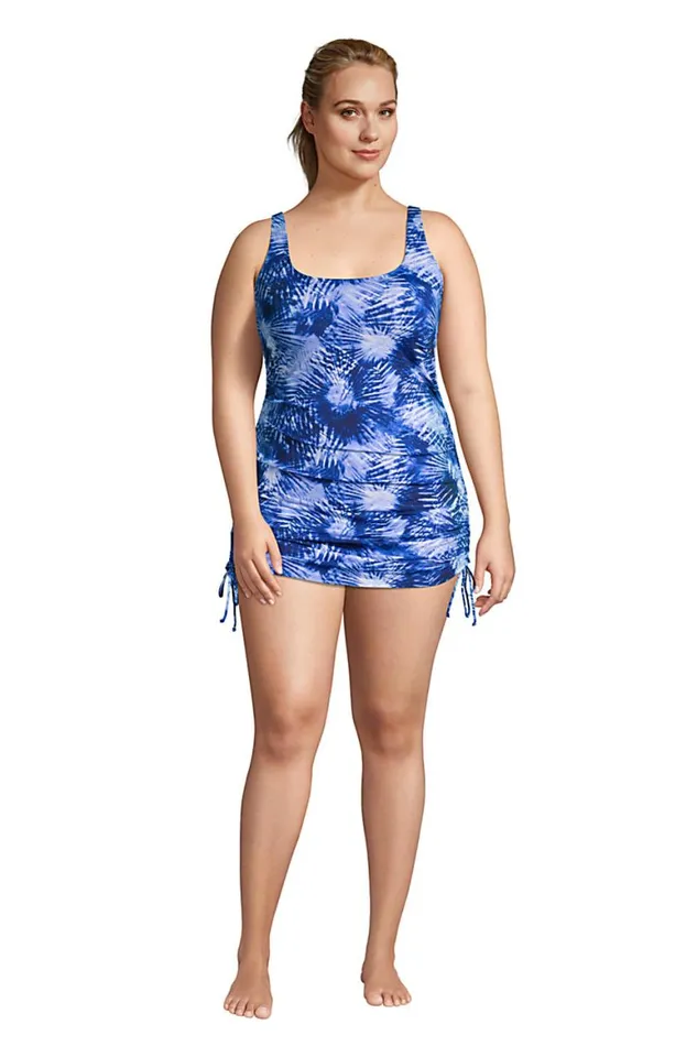 Lands039 End Swimsuits Women Plus Size Chlorine Resistant Adjustable Swim Dress One Piece Swimsuit Adjustable Straps Deep Sea Navy Tie Dye Palm Lands039 End Swimsuits Women Plus Size Chlorine Resistant Adjustable Swim Dress One Piece Swimsuit Adjustable Straps Deep Sea Navy Tie Dye Palm