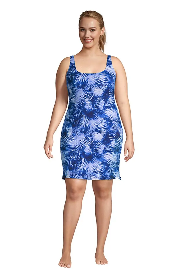 Lands039 End Swimsuits Women Plus Size Chlorine Resistant Adjustable Swim Dress One Piece Swimsuit Adjustable Straps Deep Sea Navy Tie Dye Palm Lands039 End Swimsuits Women Plus Size Chlorine Resistant Adjustable Swim Dress One Piece Swimsuit Adjustable Straps Deep Sea Navy Tie Dye Palm