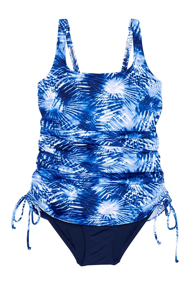Lands039 End Swimsuits Women Plus Size Chlorine Resistant Adjustable Swim Dress One Piece Swimsuit Adjustable Straps Deep Sea Navy Tie Dye Palm Lands039 End Swimsuits Women Plus Size Chlorine Resistant Adjustable Swim Dress One Piece Swimsuit Adjustable Straps Deep Sea Navy Tie Dye Palm