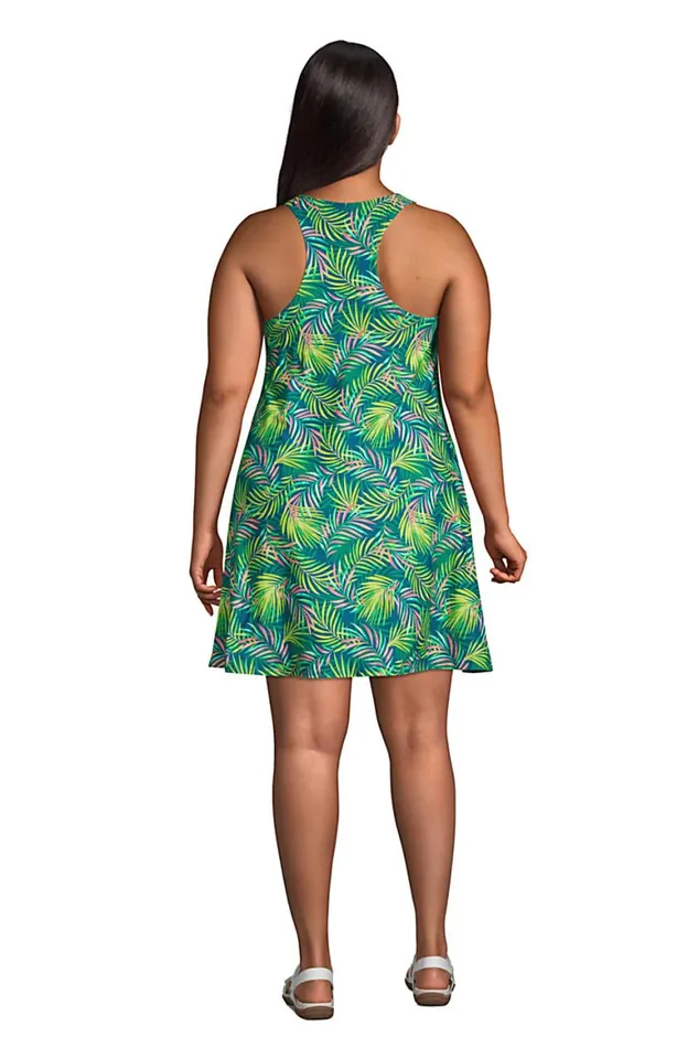Lands039 End Swimsuits Women Plus Size Chlorine Resistant Scoop Neck Dresskini Swim Coverup Dress No Panty Baltic Teal Multi Palm Lands039 End Swimsuits Women Plus Size Chlorine Resistant Scoop Neck Dresskini Swim Coverup Dress No Panty Baltic Teal Multi Palm
