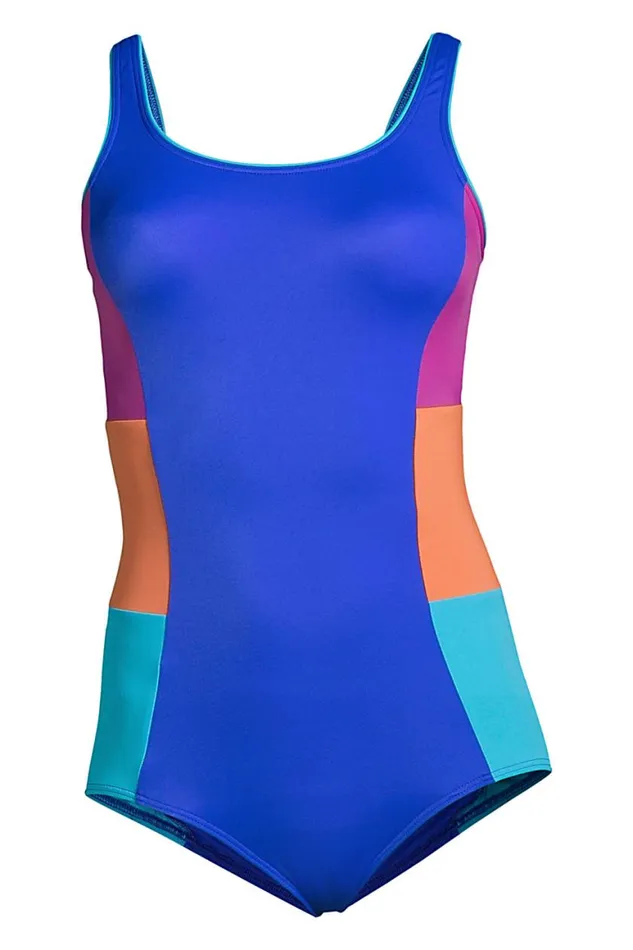 Lands039 End Swimsuits Women Plus Size Chlorine Resistant Scoop Neck Soft Cup Tugless Sporty One Piece Swimsuit Electric Blue Lands039 End Swimsuits Women Plus Size Chlorine Resistant Scoop Neck Soft Cup Tugless Sporty One Piece Swimsuit Electric Blue