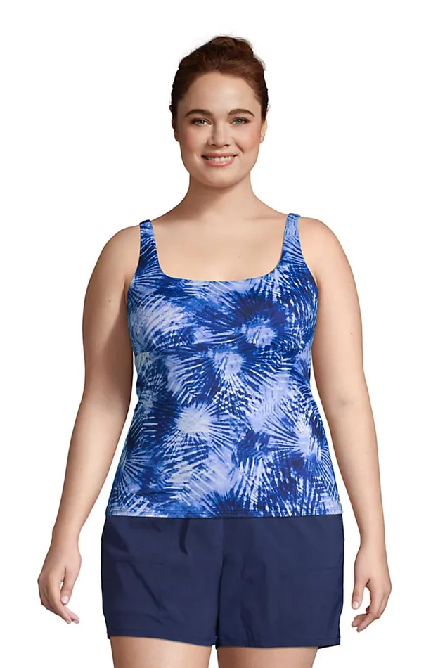 Lands039 End Swimsuits Women Plus Size Chlorine Resistant Square Neck Underwire Tankini Top Swimsuit Adjustable Straps Deep Sea Navy Tie Dye Palm Lands039 End Swimsuits Women Plus Size Chlorine Resistant Square Neck Underwire Tankini Top Swimsuit Adjustable Straps Deep Sea Navy Tie Dye Palm