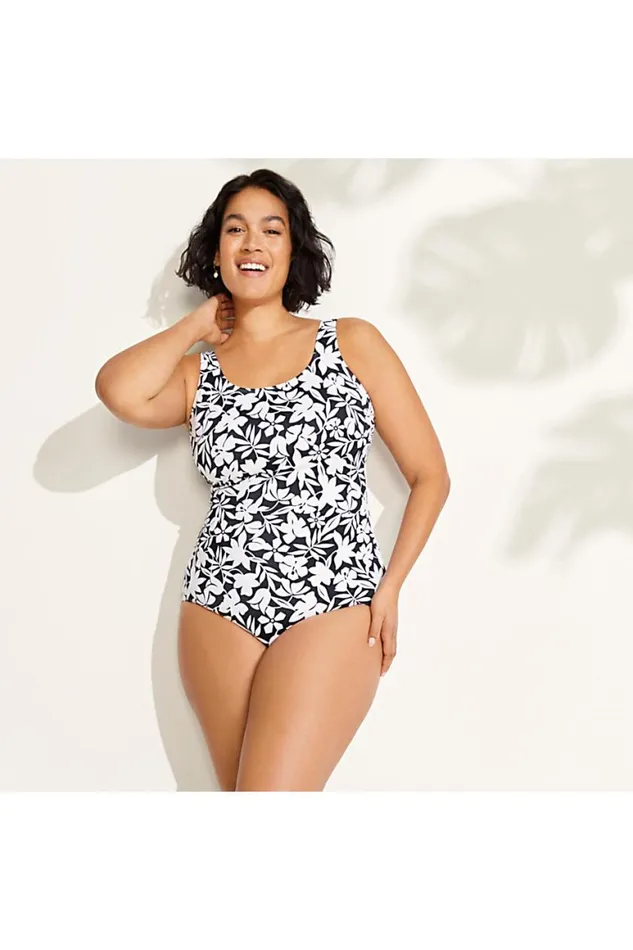 Lands039 End Swimsuits Women Plus Size Chlorine Resistant Tugless One Piece Swimsuit Soft Cup Turquoise Multi Graphic Floral Lands039 End Swimsuits Women Plus Size Chlorine Resistant Tugless One Piece Swimsuit Soft Cup Turquoise Multi Graphic Floral