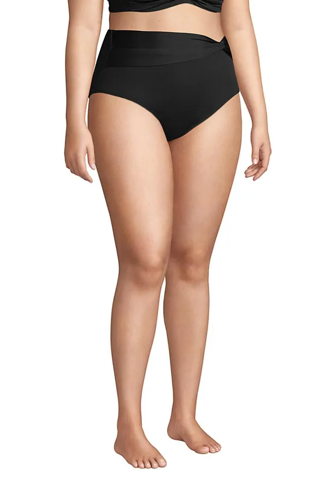 Lands039 End Swimsuits Women Plus Size Chlorine Resistant Twist Front Retro High Waisted Bikini Bottoms Black Lands039 End Swimsuits Women Plus Size Chlorine Resistant Twist Front Retro High Waisted Bikini Bottoms Black