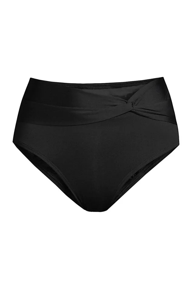 Lands039 End Swimsuits Women Plus Size Chlorine Resistant Twist Front Retro High Waisted Bikini Bottoms Black Lands039 End Swimsuits Women Plus Size Chlorine Resistant Twist Front Retro High Waisted Bikini Bottoms Black