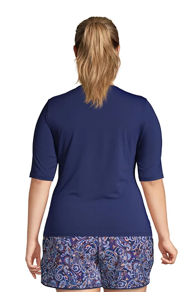 Lands039 End Swimsuits Women Plus Size Crew Neck Elbow Sleeve Rash Guard Upf 50 Sun Protection Modest Swim Tee Deep Sea Navy Lands039 End Swimsuits Women Plus Size Crew Neck Elbow Sleeve Rash Guard Upf 50 Sun Protection Modest Swim Tee Deep Sea Navy