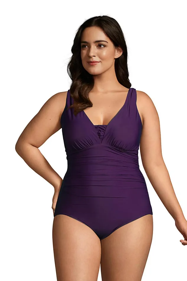 Lands039 End Swimsuits Women Plus Size Slender Grecian Tummy Control Chlorine Resistant One Piece Swimsuit Blackberry Lands039 End Swimsuits Women Plus Size Slender Grecian Tummy Control Chlorine Resistant One Piece Swimsuit Blackberry