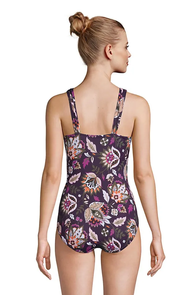Lands039 End Swimsuits Women Slender Grecian Tummy Control Chlorine Resistant One Piece Swimsuit Print Blackberry Jacobean Lands039 End Swimsuits Women Slender Grecian Tummy Control Chlorine Resistant One Piece Swimsuit Print Blackberry Jacobean