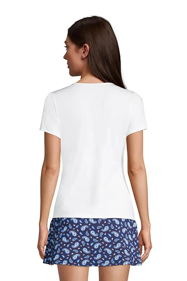 Lands039 End Swimsuits Women Upf 50 Sun Protection Vneck Surplice Wrap Swim Tee Rash Guard White Lands039 End Swimsuits Women Upf 50 Sun Protection Vneck Surplice Wrap Swim Tee Rash Guard White