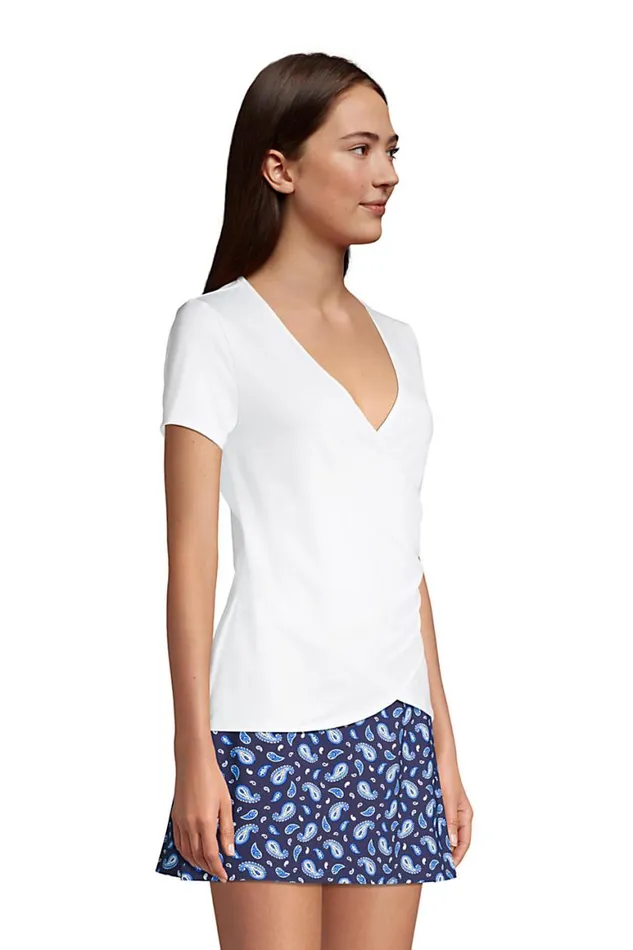 Lands039 End Swimsuits Women Upf 50 Sun Protection Vneck Surplice Wrap Swim Tee Rash Guard White Lands039 End Swimsuits Women Upf 50 Sun Protection Vneck Surplice Wrap Swim Tee Rash Guard White