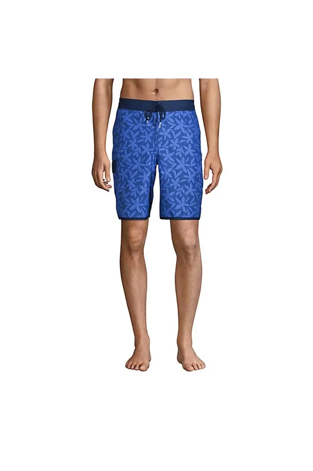 Lands039 End Swimwear Men Board Short Swim Trunks Chicory Blue Stripe Floral