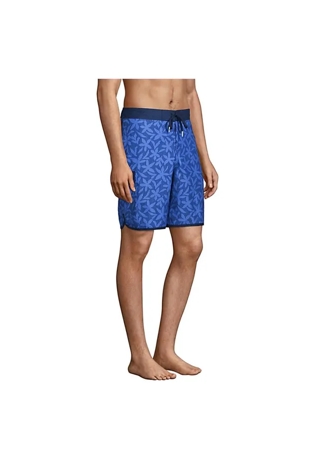 Lands039 End Swimwear Men Board Short Swim Trunks Chicory Blue Stripe Floral Lands039 End Swimwear Men Board Short Swim Trunks Chicory Blue Stripe Floral