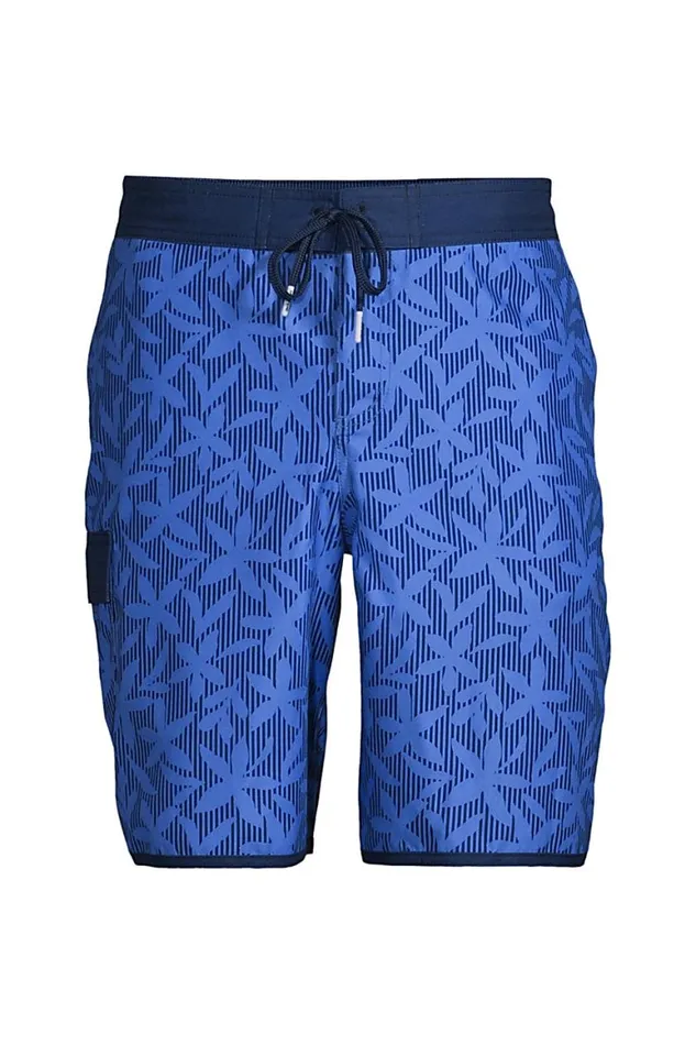Lands039 End Swimwear Men Board Short Swim Trunks Chicory Blue Stripe Floral Lands039 End Swimwear Men Board Short Swim Trunks Chicory Blue Stripe Floral