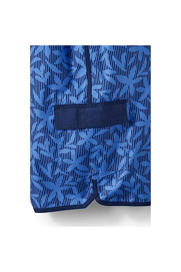 Lands039 End Swimwear Men Board Short Swim Trunks Chicory Blue Stripe Floral Lands039 End Swimwear Men Board Short Swim Trunks Chicory Blue Stripe Floral