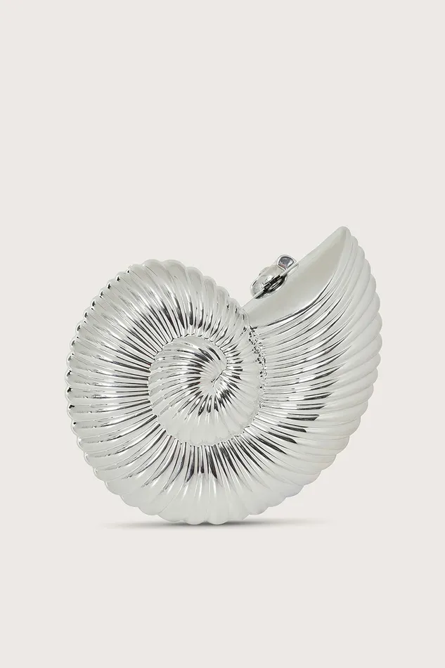 Lavish Alice Clutch Bags LUNA Metallic Sundial Shell Clutch Bag In Silver Silver 8211 Women Lavish Alice Clutch Bags LUNA Metallic Sundial Shell Clutch Bag In Silver Silver 8211 Women