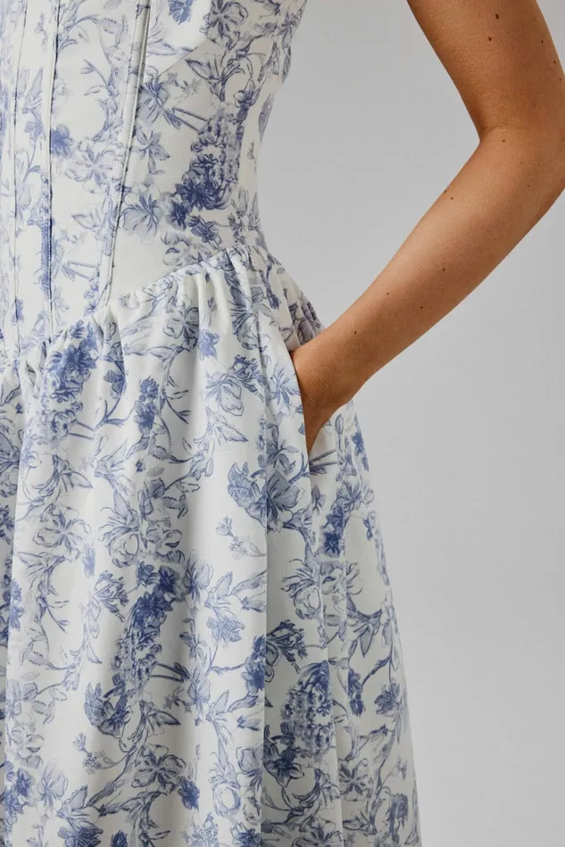 Lavish Alice Corset Dresses BLOSSOM Tie Shoulder Corset Sundress In Blue Porcelain 8211 Women