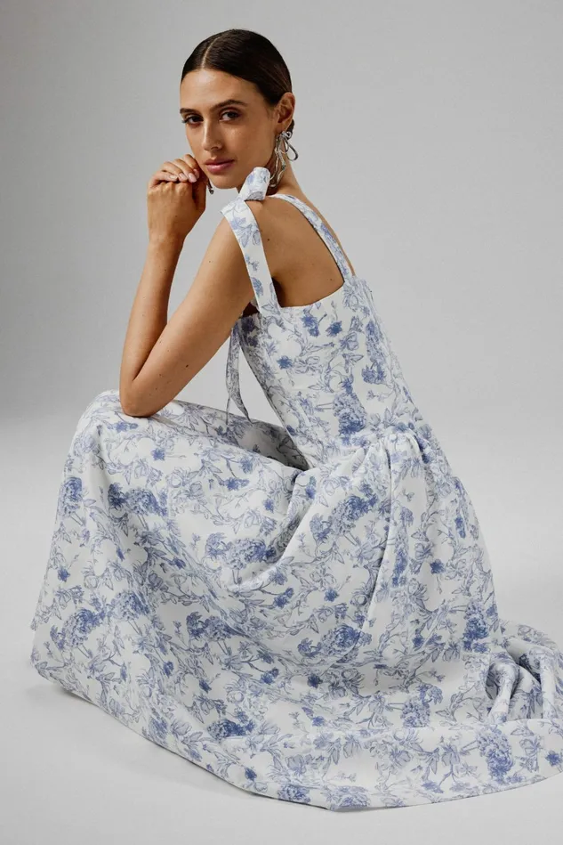 Lavish Alice Corset Dresses BLOSSOM Tie Shoulder Corset Sundress In Blue Porcelain 8211 Women