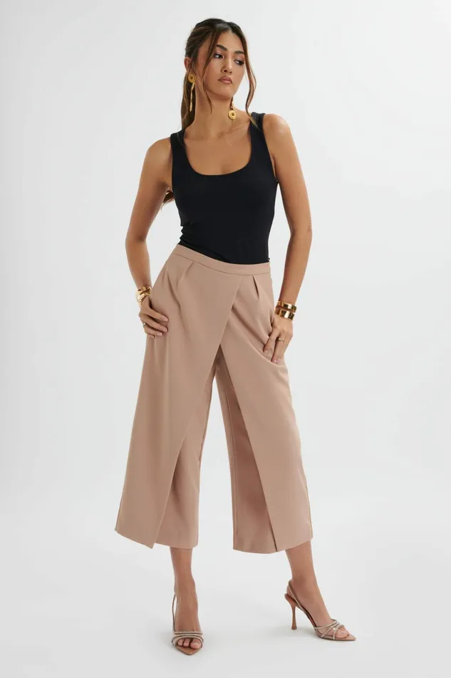 Lavish Alice Suiting SIYA Wrap Culotte Trousers In Camel Camel 8211 Women
