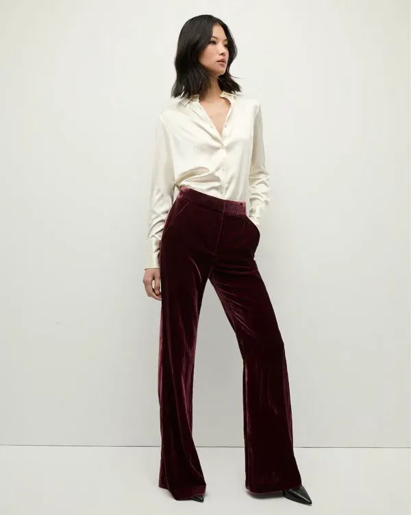 Lebone Velvet Pant Wine Women Veronica Beard Pants