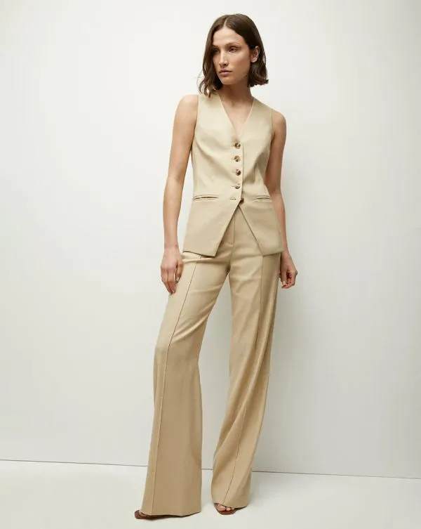 Liff StretchLinen Vest Stone Khaki Women Veronica Beard Jackets and Outerwear Liff StretchLinen Vest Stone Khaki Women Veronica Beard Jackets and Outerwear