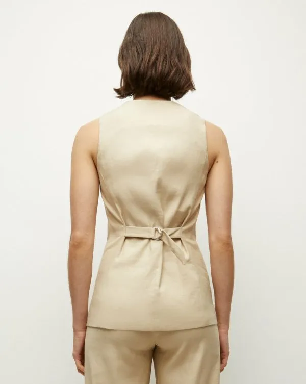 Liff StretchLinen Vest Stone Khaki Women Veronica Beard Jackets and Outerwear Liff StretchLinen Vest Stone Khaki Women Veronica Beard Jackets and Outerwear