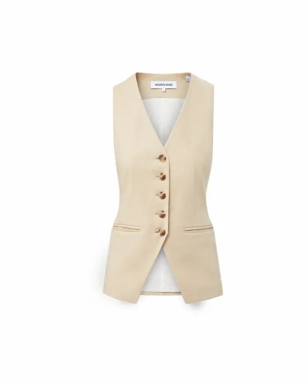 Liff StretchLinen Vest Stone Khaki Women Veronica Beard Jackets and Outerwear Liff StretchLinen Vest Stone Khaki Women Veronica Beard Jackets and Outerwear