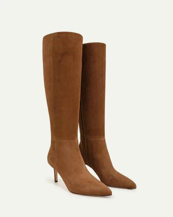 Lisa Suede MidHeel Tall Boot Chestnut Women Veronica Beard Shoes Lisa Suede MidHeel Tall Boot Chestnut Women Veronica Beard Shoes