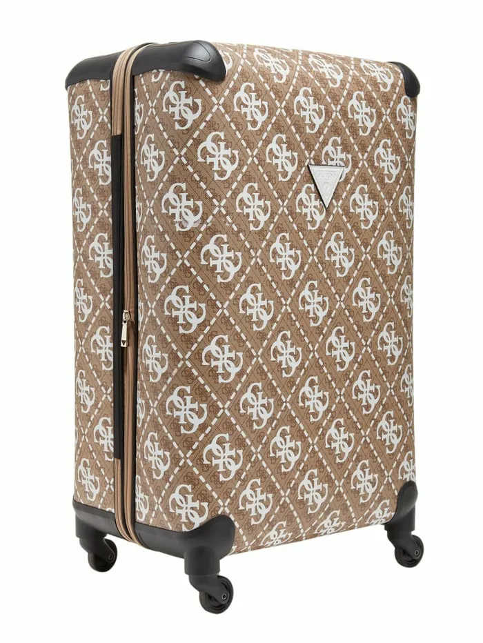 Luggage and Travel Bags WomenMen GUESS Wilder Quattro G 288243 4Wheel Suitcase White Patent