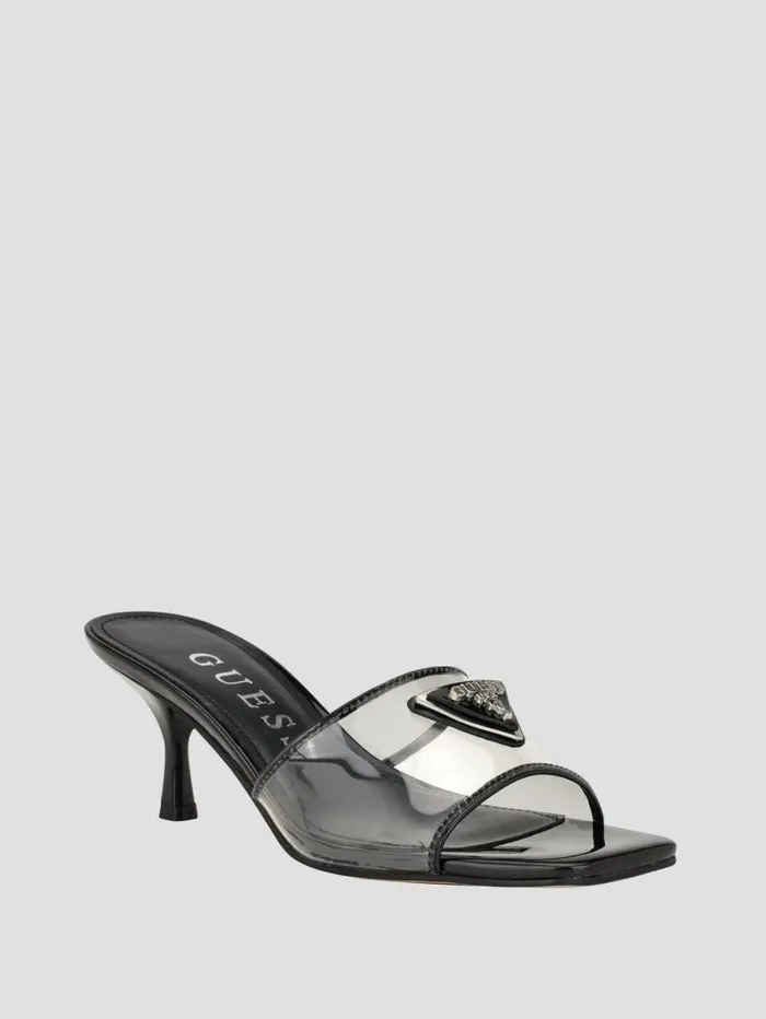 Lusie Triangle Clear Kitten Mules Black 001 Heels GUESS Women