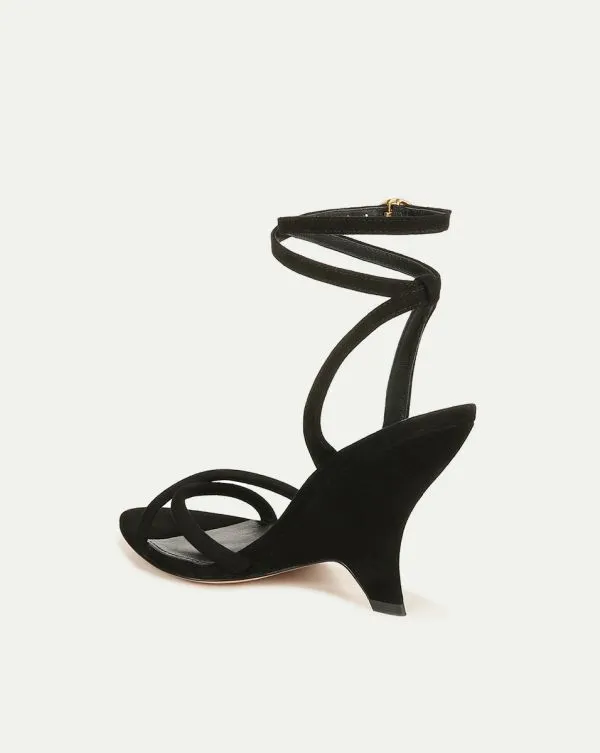 Manuela Suede Sculpted Wedge Sandal Black Women Veronica Beard Shoes Manuela Suede Sculpted Wedge Sandal Black Women Veronica Beard Shoes