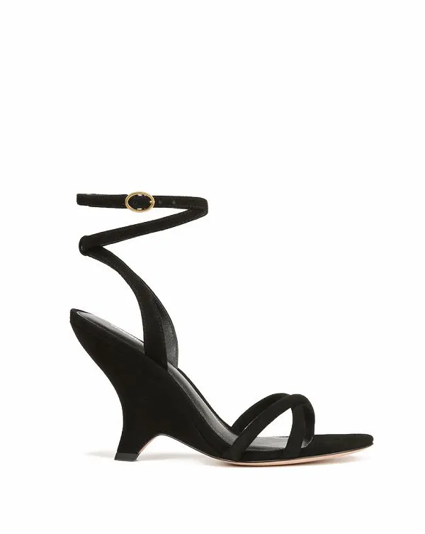 Manuela Suede Sculpted Wedge Sandal Black Women Veronica Beard Shoes Manuela Suede Sculpted Wedge Sandal Black Women Veronica Beard Shoes
