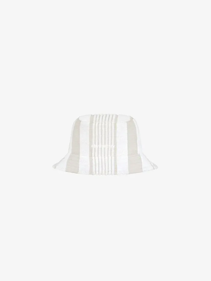 Men Beanies and Caps Givenchy GIVENCHY Bucket Hat In Cotton Towelling With Stripes Ivory Men Beanies and Caps Givenchy GIVENCHY Bucket Hat In Cotton Towelling With Stripes Ivory
