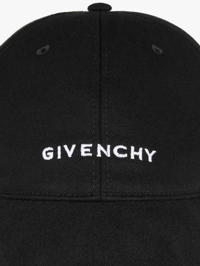 Men Beanies and Caps Givenchy GIVENCHY Embroidered Cap In Cotton Black