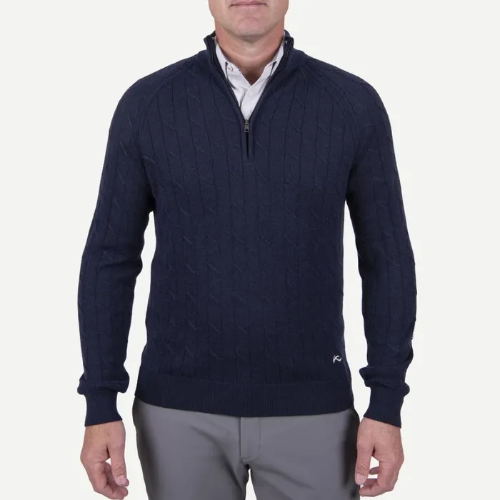 Men Cashmere Luxe HalfZip Atlanta Blue Melange KJUS Midlayers and Sweaters