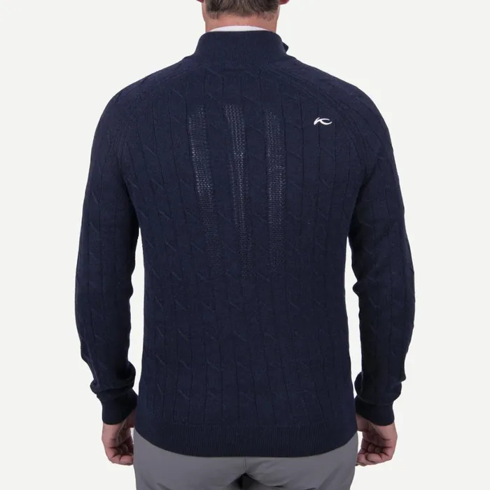 Men Cashmere Luxe HalfZip Atlanta Blue Melange KJUS Midlayers and Sweaters