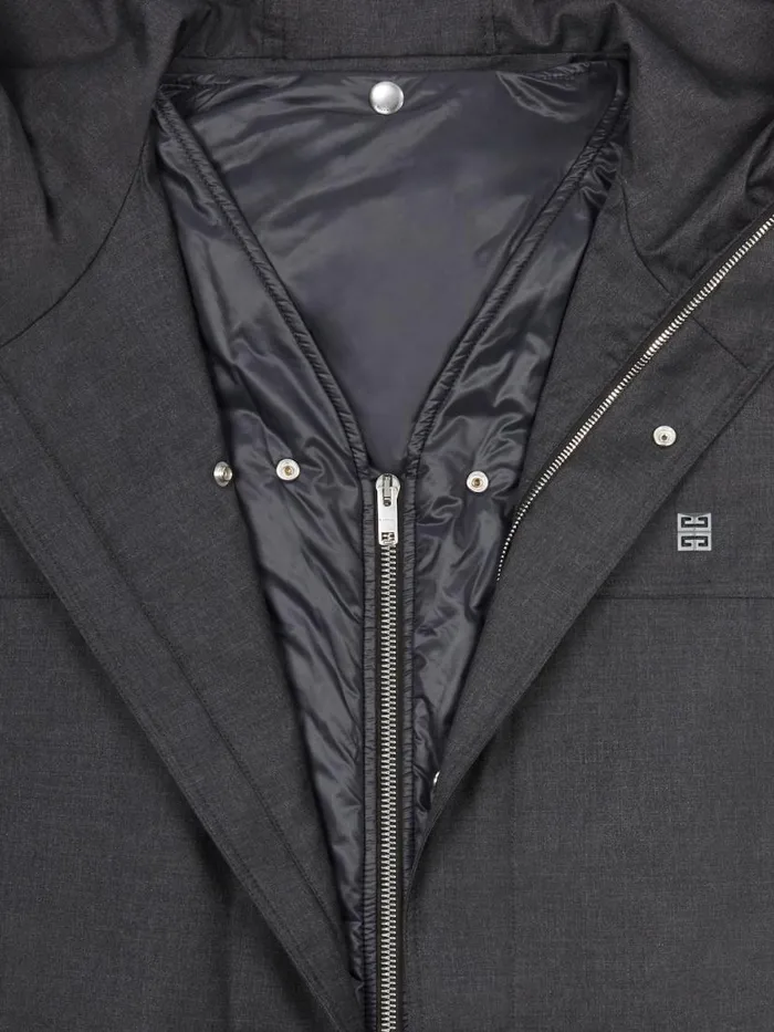 Men Coats and Jackets Givenchy 3in1 Parka In Wool Dark Greygrey
