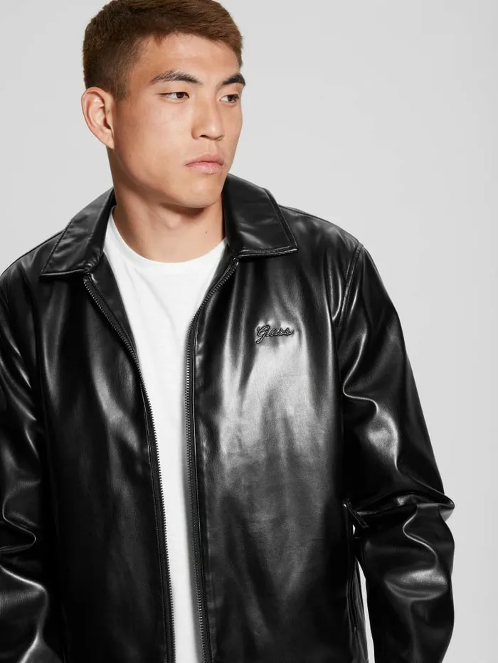 Men District FauxLeather Zip Jacket Jet Black Multi Jackets and Coats GUESS Men District FauxLeather Zip Jacket Jet Black Multi Jackets and Coats GUESS