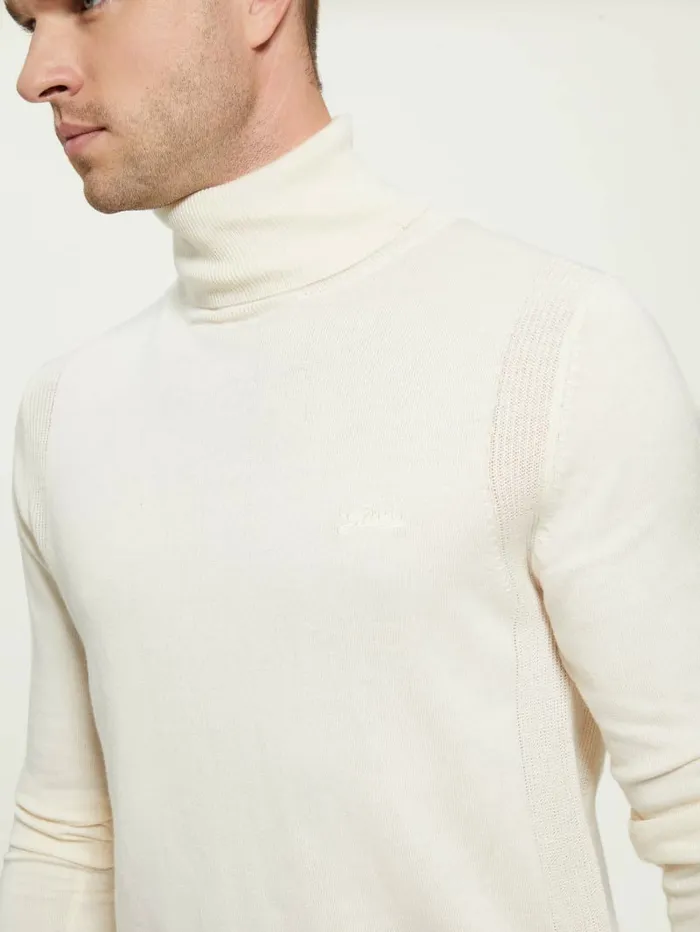 Men Eco Percival Turtleneck Sweater Warm White Hoodies and Sweaters GUESS Men Eco Percival Turtleneck Sweater Warm White Hoodies and Sweaters GUESS