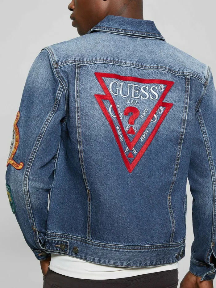Men GUESS Dean Signature Denim Jacket Clubhouse Jeans and Denim