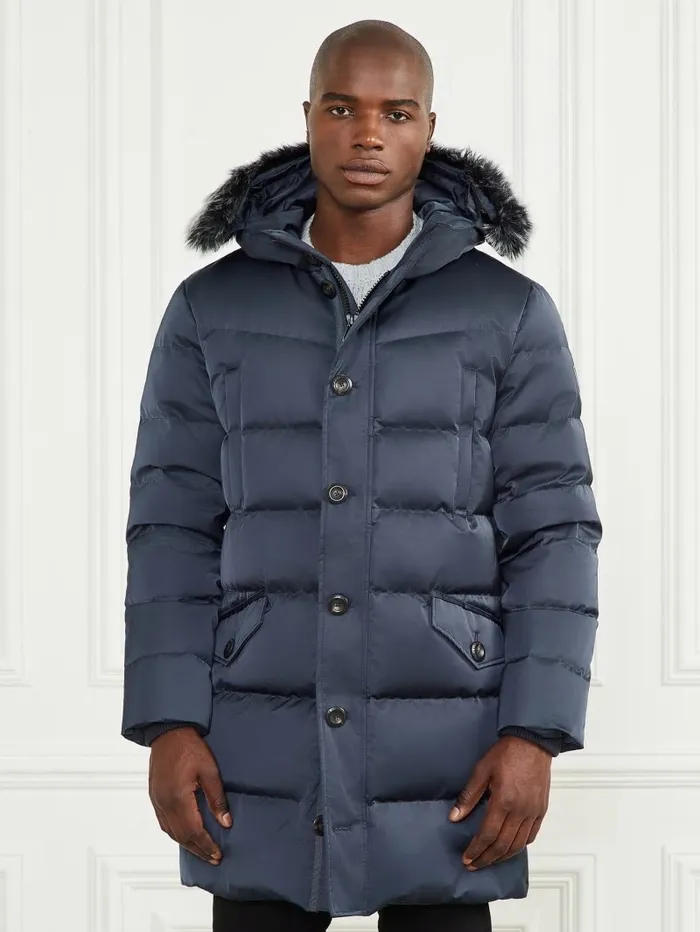 Men GUESS Long Twill Hooded Jacket Bleu lgant Jackets and Coats Men GUESS Long Twill Hooded Jacket Bleu lgant Jackets and Coats
