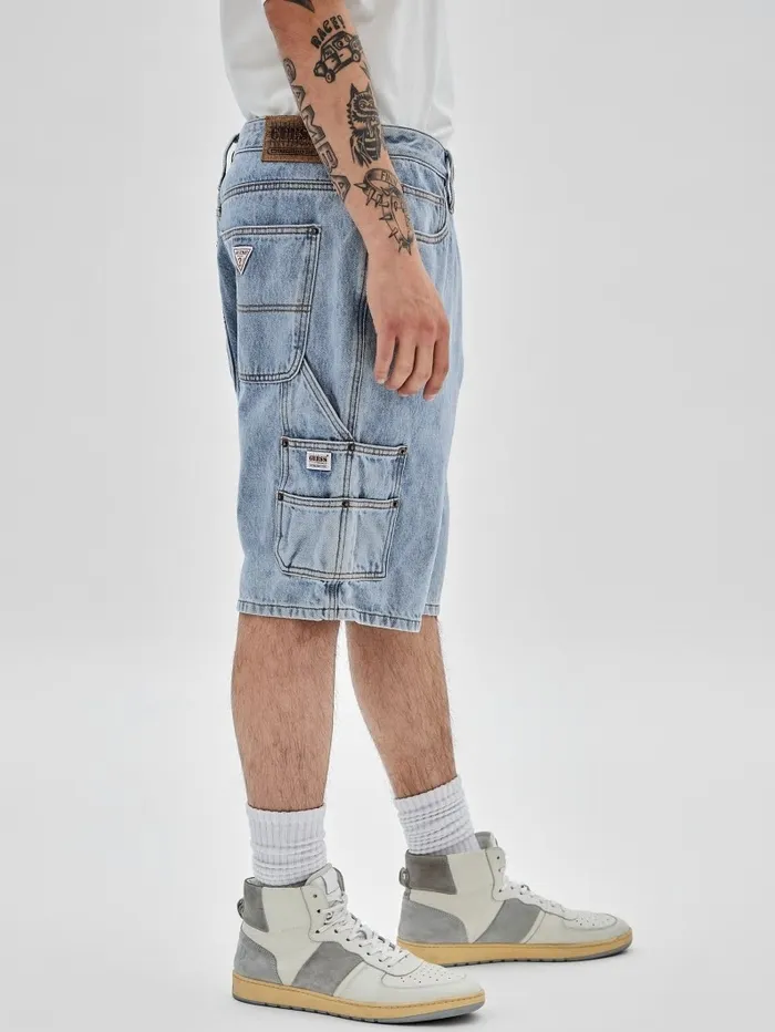 Men GUESS Originals Denim Kit Carpenter Shorts Go Michael Lt Wash Jeans and Denim GUESS