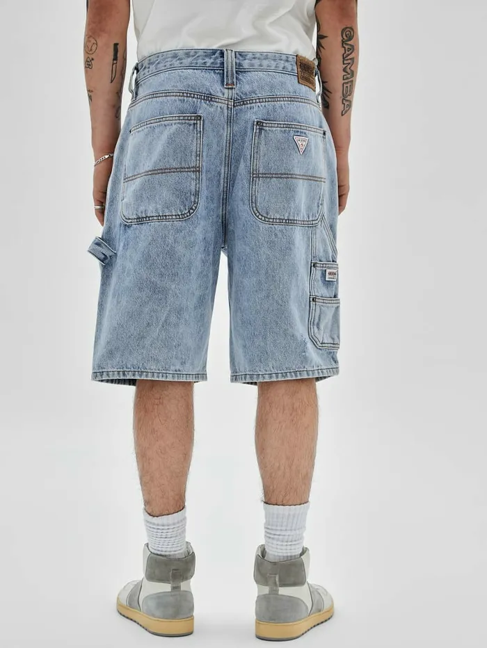 Men GUESS Originals Denim Kit Carpenter Shorts Go Michael Lt Wash Jeans and Denim GUESS