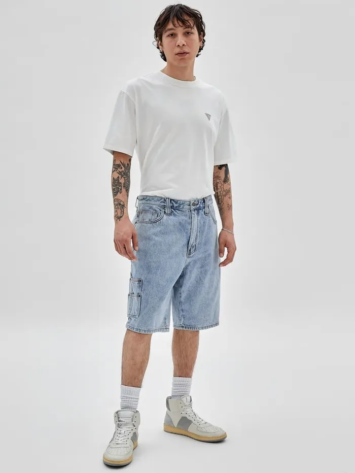 Men GUESS Originals Denim Kit Carpenter Shorts Go Michael Lt Wash Jeans and Denim GUESS