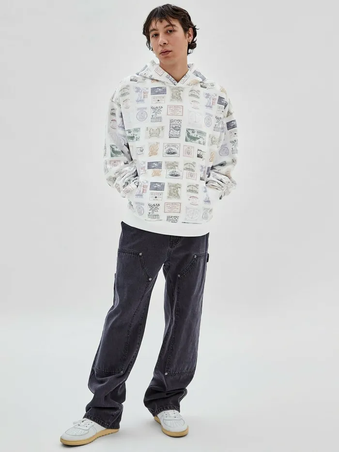 Men GUESS Originals Eco Stamp Hoodie White Peaks Multi Hoodies and Sweaters GUESS Men GUESS Originals Eco Stamp Hoodie White Peaks Multi Hoodies and Sweaters GUESS
