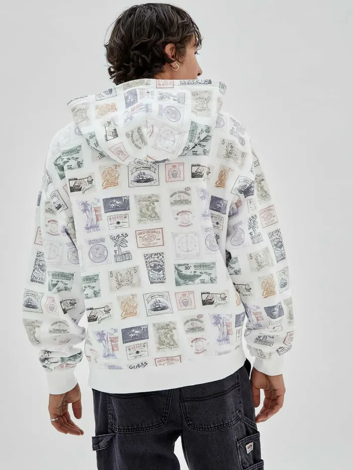 Men GUESS Originals Eco Stamp Hoodie White Peaks Multi Hoodies and Sweaters GUESS Men GUESS Originals Eco Stamp Hoodie White Peaks Multi Hoodies and Sweaters GUESS