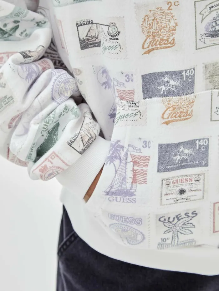 Men GUESS Originals Eco Stamp Hoodie White Peaks Multi Hoodies and Sweaters GUESS Men GUESS Originals Eco Stamp Hoodie White Peaks Multi Hoodies and Sweaters GUESS