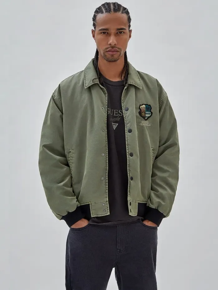Men GUESS Originals Nylon Jacket Olive Morning Jackets and Coats GUESS