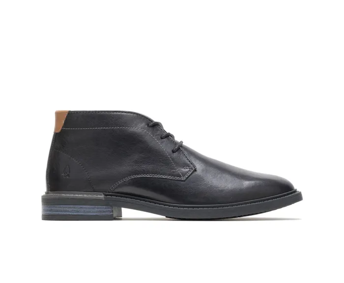 Men Hush Puppies Davis Chukka Boot Black Leather Boots