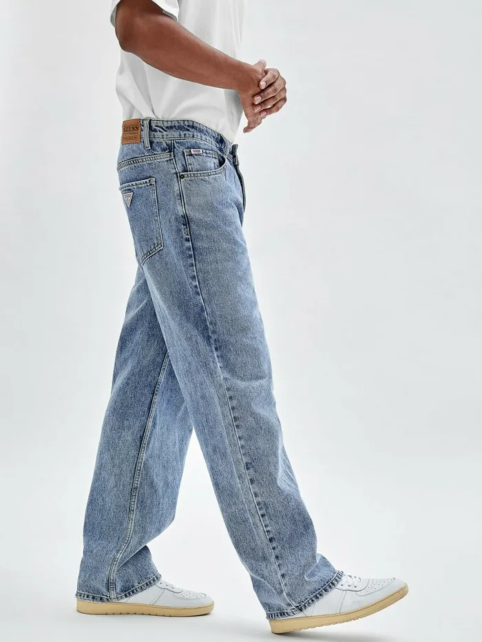 Men Jeans and Denim GUESS GUESS Originals Relaxed Pants Go Johnny Medium Wash